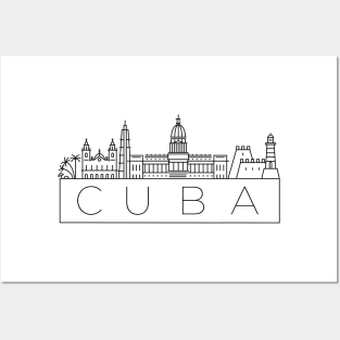 Cuba Minimal Skyline Posters and Art